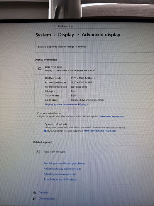 Monitor Gaming LED DELL S2421HGF 144hz 1ms