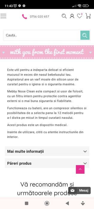 Aspirator nazal pentru bebeluși