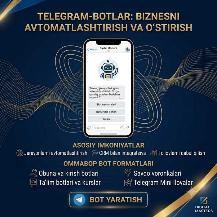 Telegram bot va veb-sayt ishlab chiqish | Разработка  тг ботов и сайты