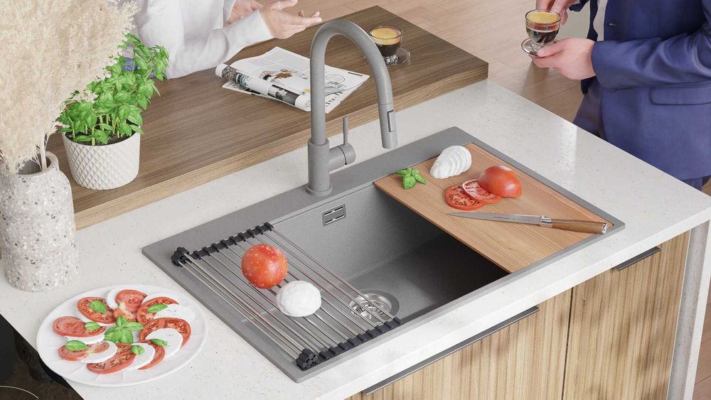 сива Кухненска Мивка от гранит Осло 80 XXL Top 780 x 500 mm