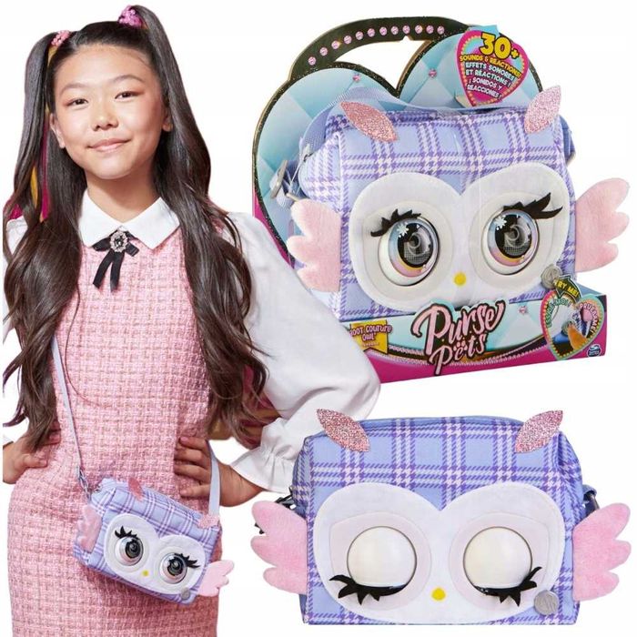 PURSE PETS Интерактивна детска чанта с мигащи очи и звуци 7 вида