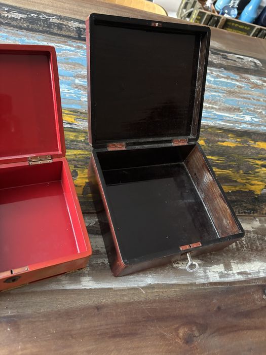 Две антикварни японски кутии за бижута-дърво,лак,Мейджи период