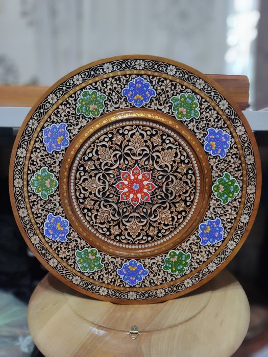 Картинка, деревянный панно, декоратив тарелка, совға интерер учун.