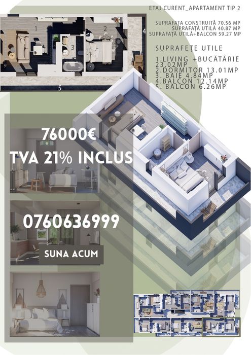 Apartament 2 Camere Receptie Finala Propietar TVA Inclus