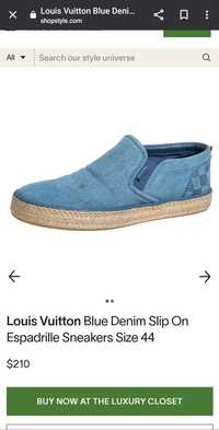 Louis Vuitton Blue Denim Slip On Espadrille Sneakers Size 44