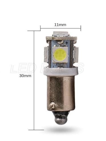 Лед крушки 2бр. за габарит BA9S T4W 5LED 12V 5050 SMD- А 3016