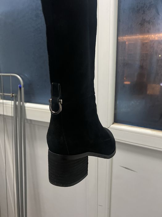Сапоги замшевые черные