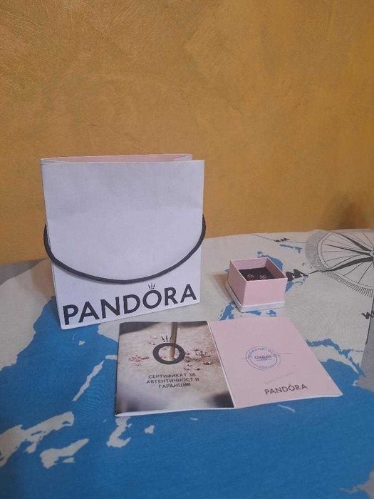 Продавам оригинални обеци Pandora – 14K розово златно покритие