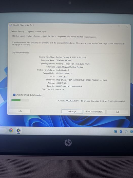 HP EliteBook 840 G1 ; i7 4600U ; 16 GB RAM