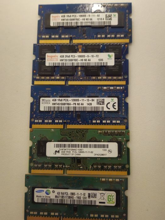 DDR3 PC3 si PC3L laptop 4gb dual channel testate (10600,12800,14900)
