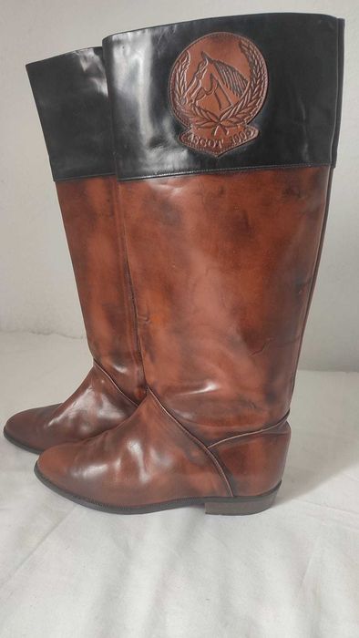 Cizme piele naturală Italia vintage stil equestrian damă 38 maro