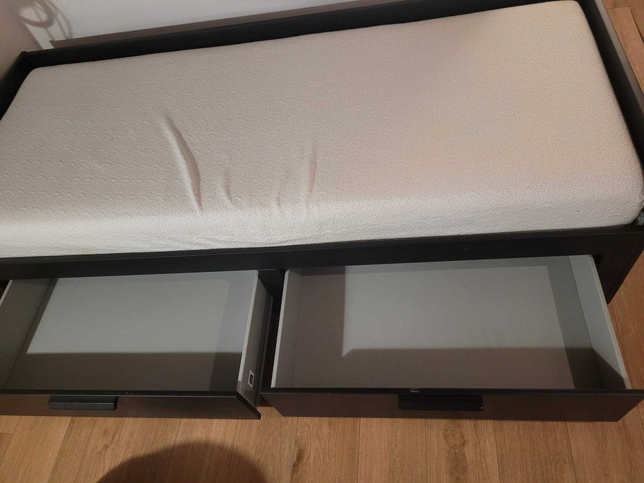 Cadru divan cu 2 sertare, negru, 80x200 cm BRIMNES-Ikea CU SALTELE