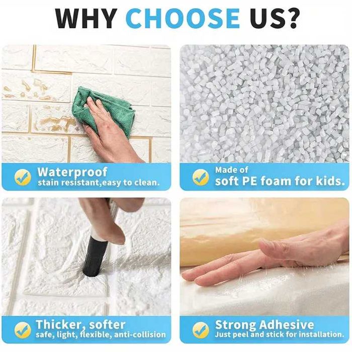 3D самозалепващи тапети - панели тип тухла, тапет за декорация на дома