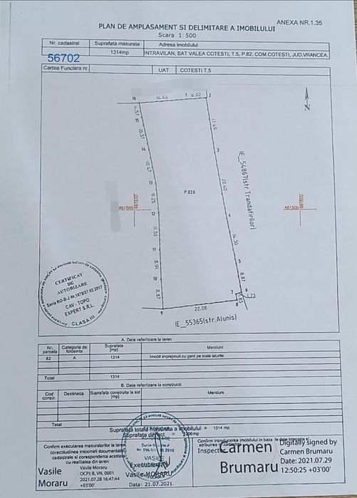 Teren Intravilan 1314 mp Cotesti Vrancea Focsani
