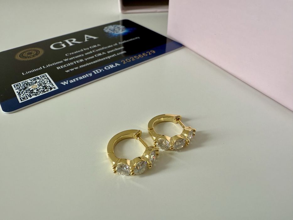 S925 Сребърни обеци с 18к златно покритие и Камък Мойсанит 0.9к карата