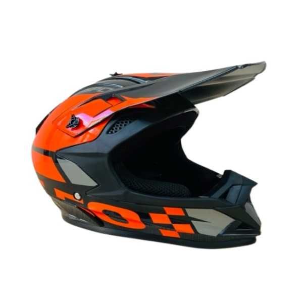 Кросова каска, За мотор, Велосипед, S, M и L размер, Сив с оранжев