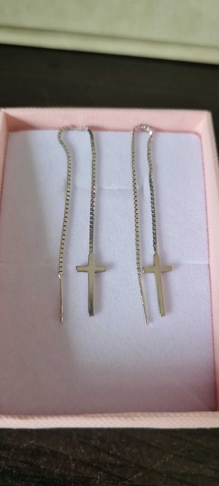 Cercei Lungi Argint cu cruciulite