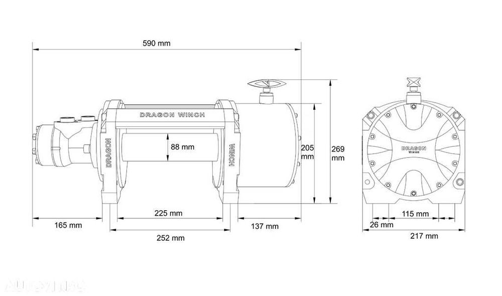 Troliu hidraulic DRAGON WINCH DWHI 20000 (9072 kg)