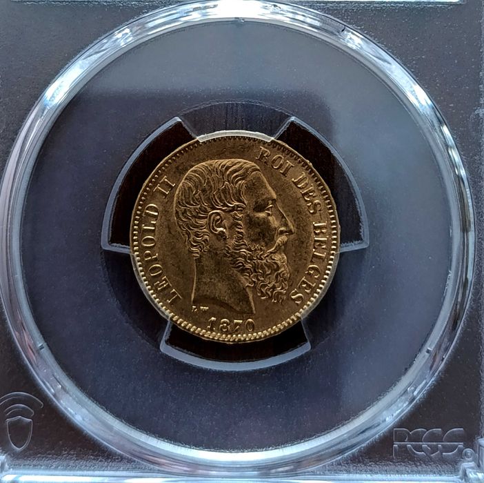 Златна монета/и 20 франка Белгия 1870 RR/R !!!