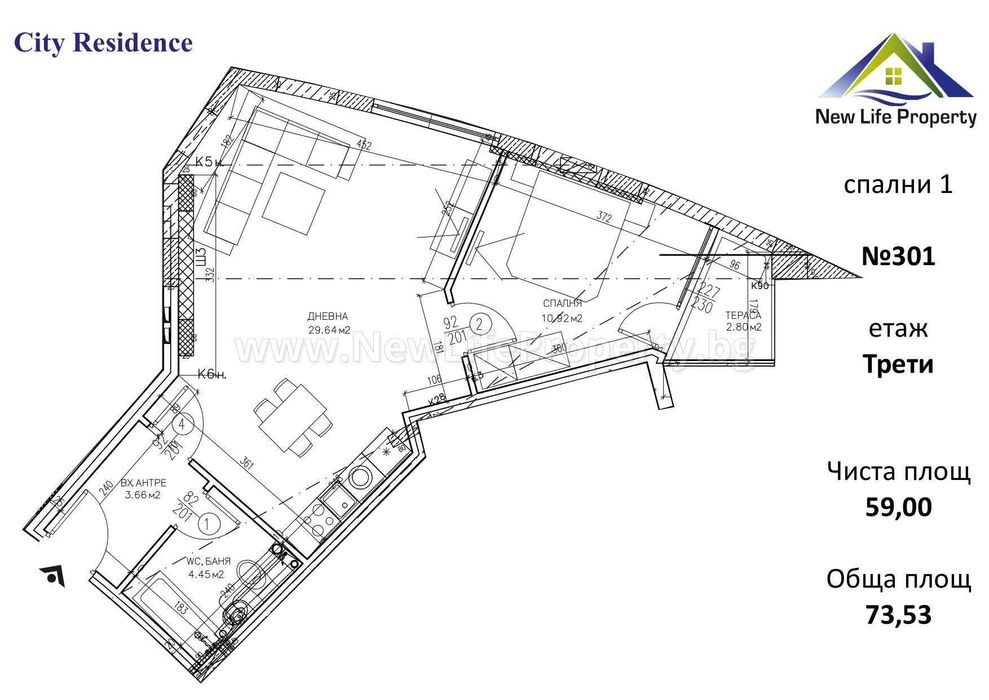 Продава се Двустаен апартамент в к.к. Слънчев бряг - 73 кв.м за 694 €/кв.м - Снимка #1