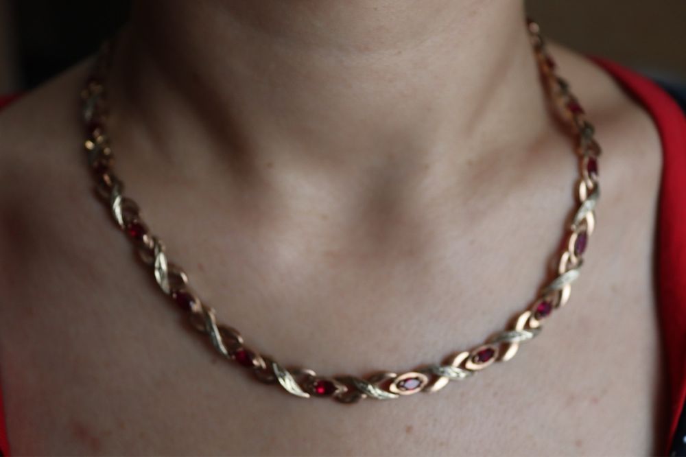 Комплект колье и браслет с рубином