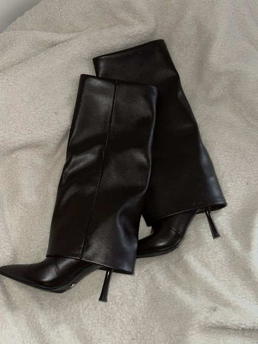 Кожанные сапоги трубы