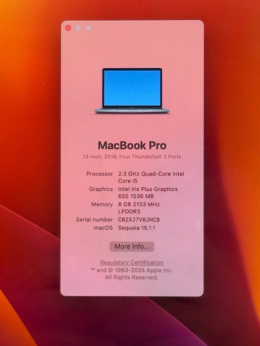 Macbook Pro 2018 1oy kafolati bilan
