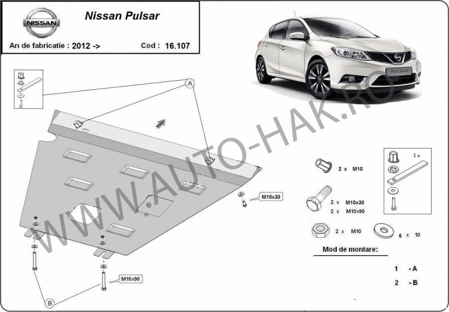Scut motor metalic Nissan Pulsar 2014-prezent - otel 2mm