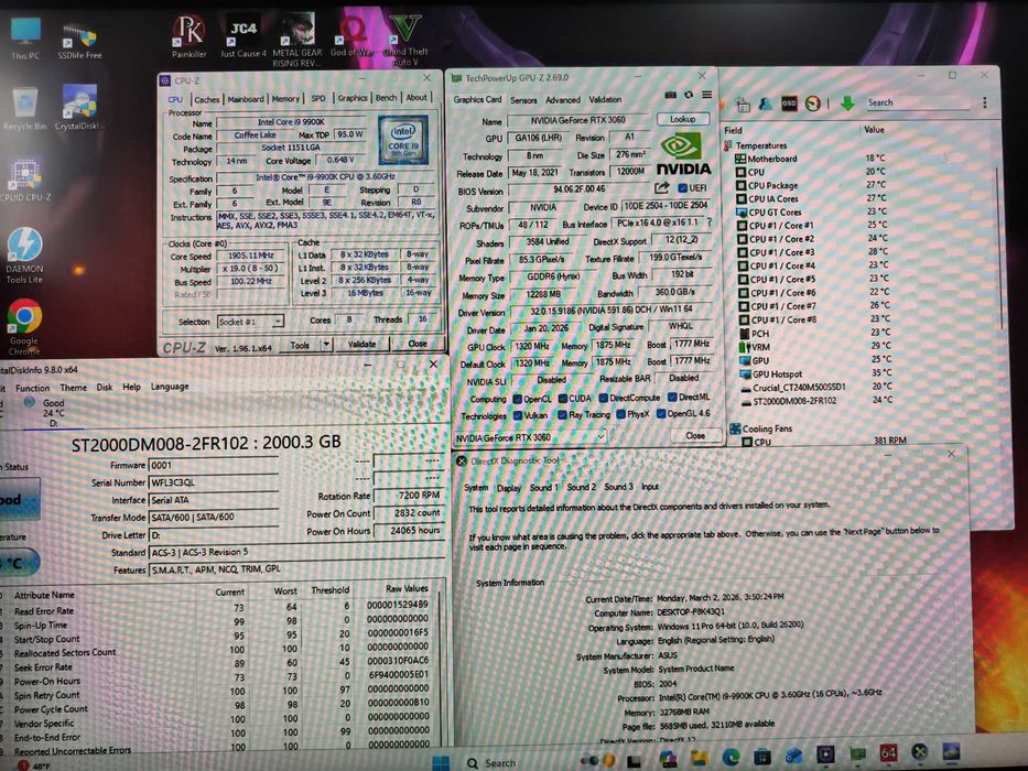 Unitate PC GAMING i9 9900K 5.0Ghz/32GB DDR4/RTX3060 12GB/SSD/2TB HDD