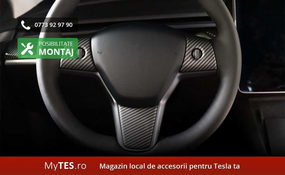 Ornamente spite volan textura fibra carbon - Tesla Model 3 / Y