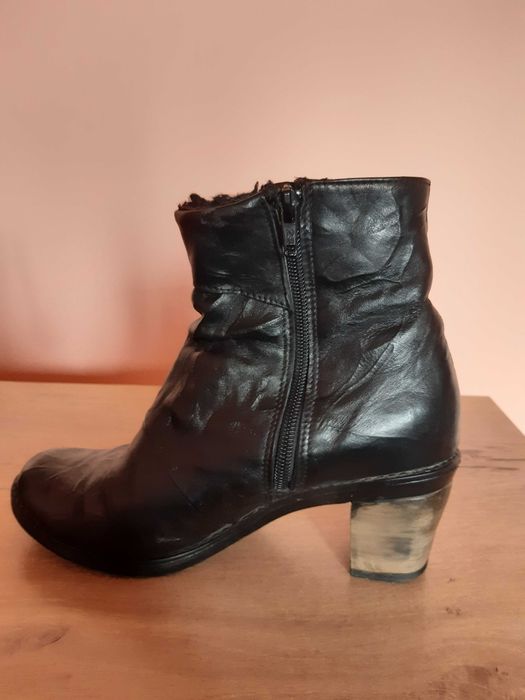 Боти, дамски естествена кожа на ток с вълна