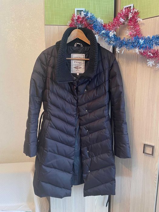 Пуховик женский длинный, черный