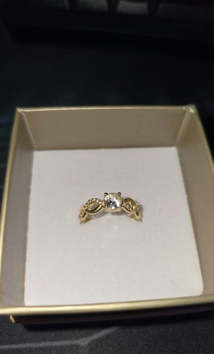 Inel Glamira marime 50, aur 14k cu safire albe