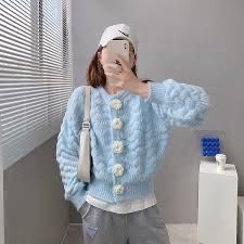 Pulover albastru tricotat