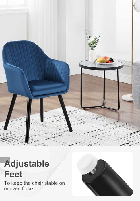 Трапезен тапициран стол дизайнерски WOLTU 2 броя комплект син цвят