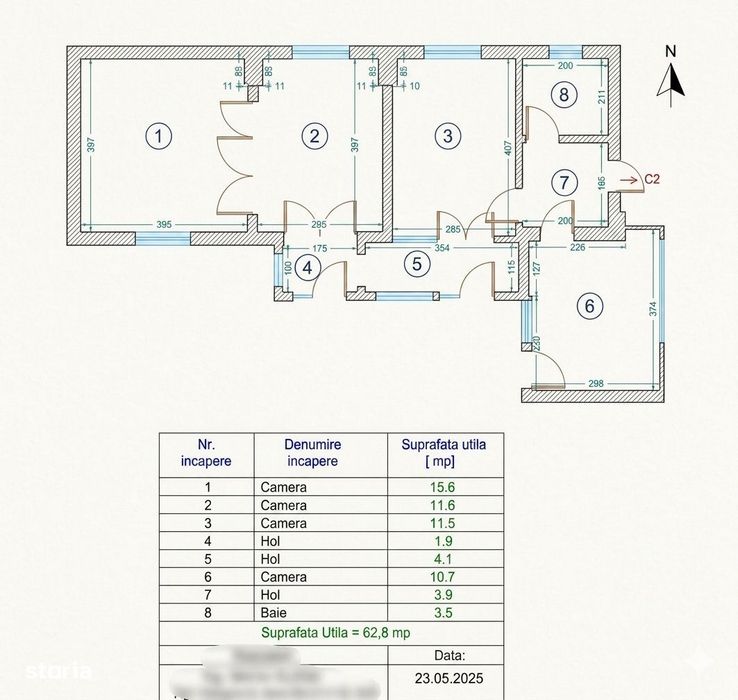 Casa 3 camere, curte 400mp, Brătianu