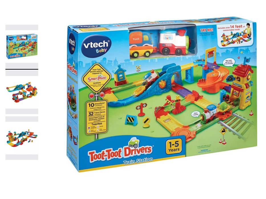 Играчка VTech Toot Toot Drivers Train Station - играчка ЖП гара и детски влакчета със звуци и светлини