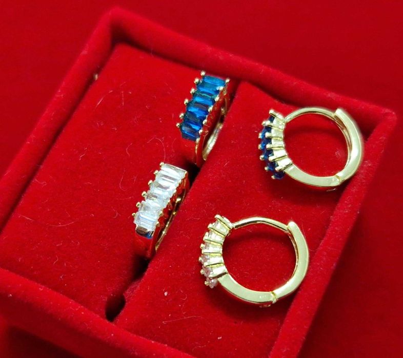 GP60, cercei placati aur 18k,incuietoare sigura, zirconii albe/tuquaz