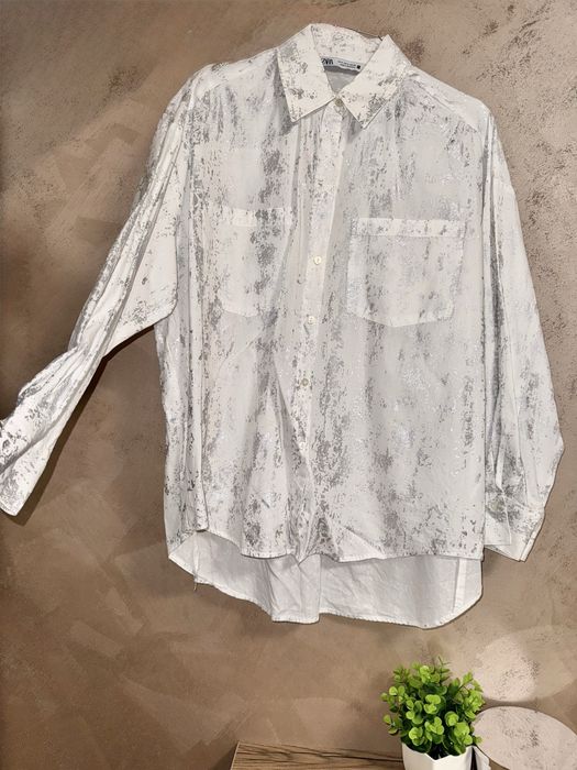 Бяла тиза със сребристо ZARA
