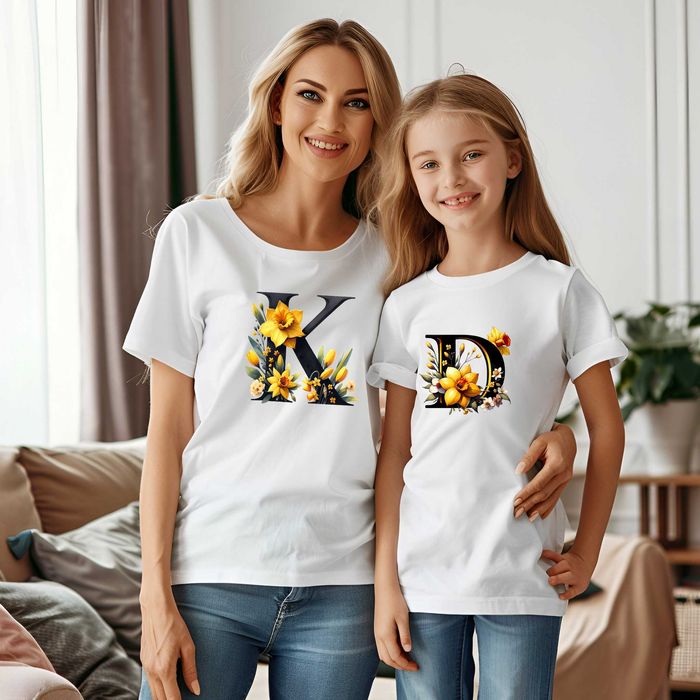 Тениски с Букви за Мама и Аз с пеперуди, цветя, еднорог и още