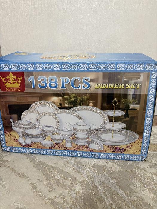 Набор ыдыс аяқ ақ золото мен