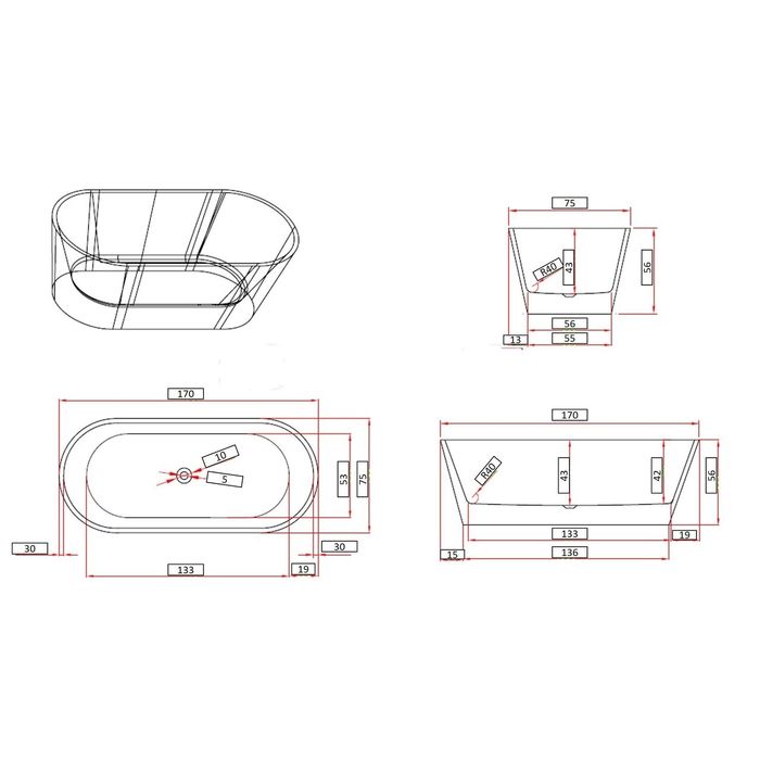Cada freestanding 170x75