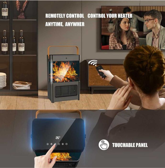 Анимирана камина 3D с керамичен нагревател с вентилатор 2200W Клас А