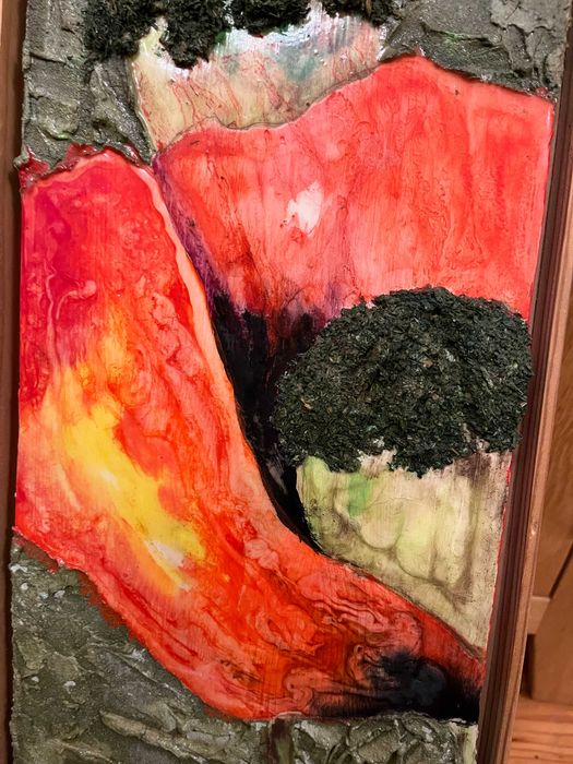 ВИНТИДЖ картина Макове Ере Монако акрил дърво 20x60 см