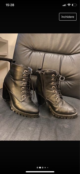 Black eco-leather boots with heels 36