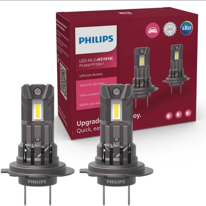 Philips set 2 becuri Ultinon Access H7 / H18 LED 6000K Alb rece