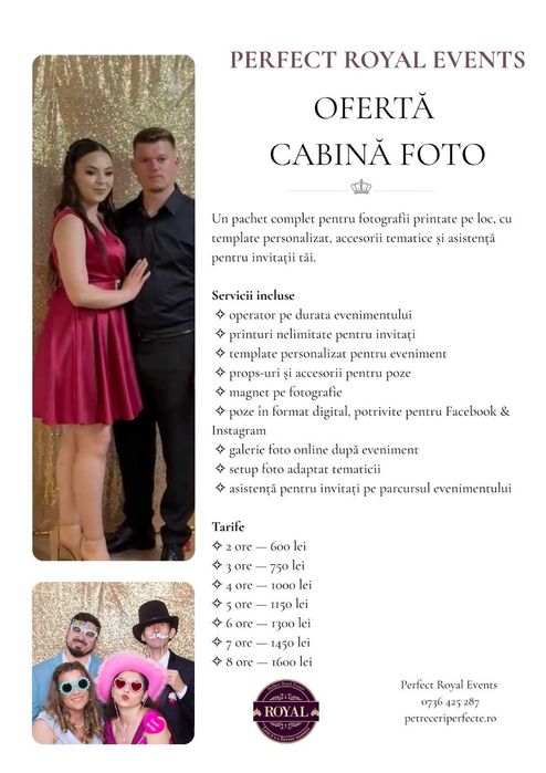 Cabina Foto/ Platforma360/ CigarBar/CandyBar/ FruitBar
