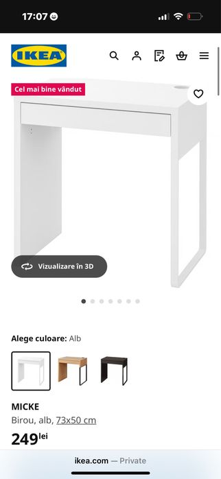 Birou Micke alb 73x50 alb