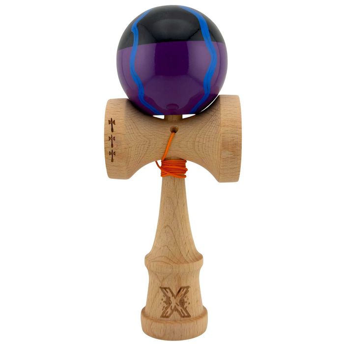 Kendama Originala ,Big Cups V2, Super Sticky Cupe Mari,Negru Mov Linii