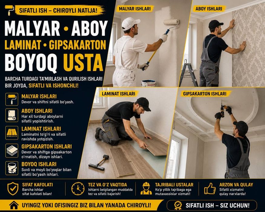 Malyar gʻanimat ustasi gipsakarton